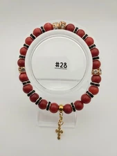 Christian Bracelets Religious Faith  Spirituality Red Coral Jade  Unisex