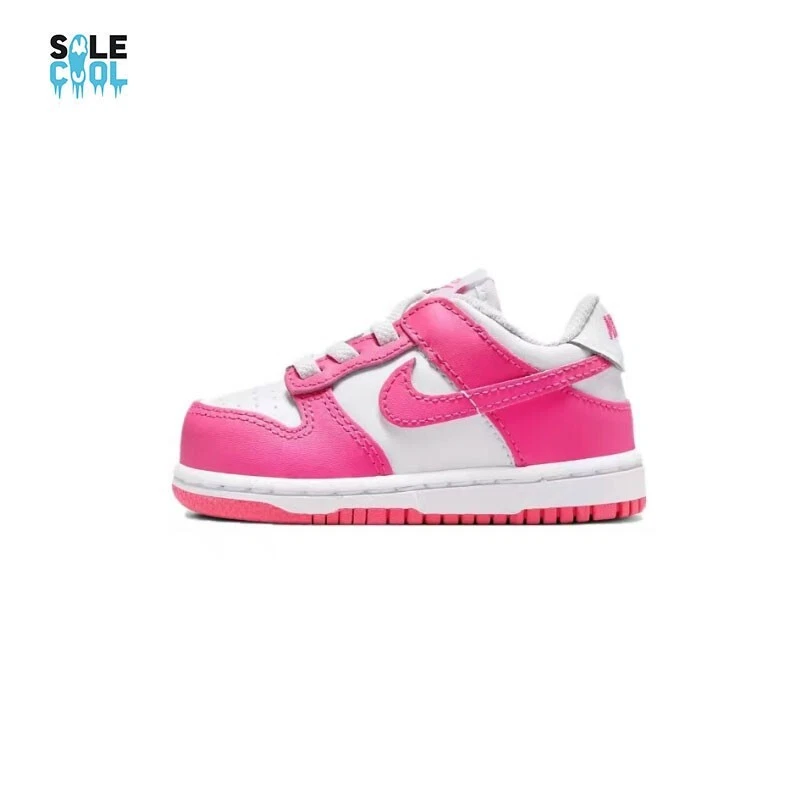 Nike Dunk Low Laser Fuchsia Pink Barbie TD Toddler Sneakers Shoes FB9107-102 - Image 2 of 4