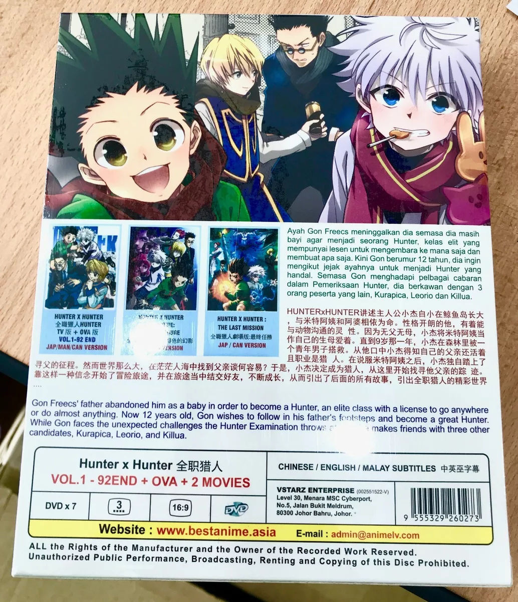 DVD Anime Hunter X Hunter Season 1 Vol.1-92 End + OVA + 2 Movies English  Sub