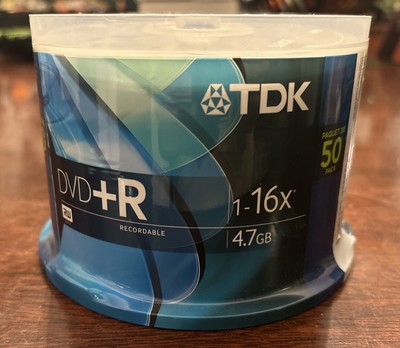 TDK DVD+R 16x 4.7 GB 50 Pack Spindle GO RECORDABLE  1-16x DVDR DVD ~Sealed~