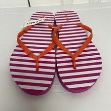 NWT Women's OLD NAVY Size 9 Pink/White Striped Flip Flops As Is