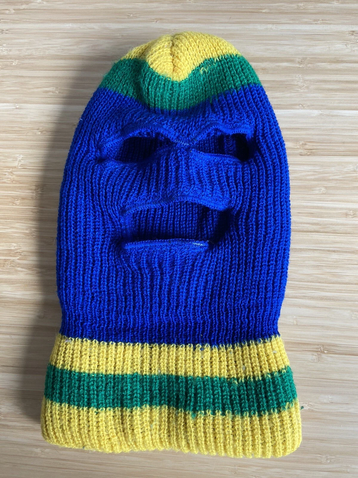 Vintage Knit Robber Ski Mask 3 Hole Balaclava 80s 90s - Extra Thick