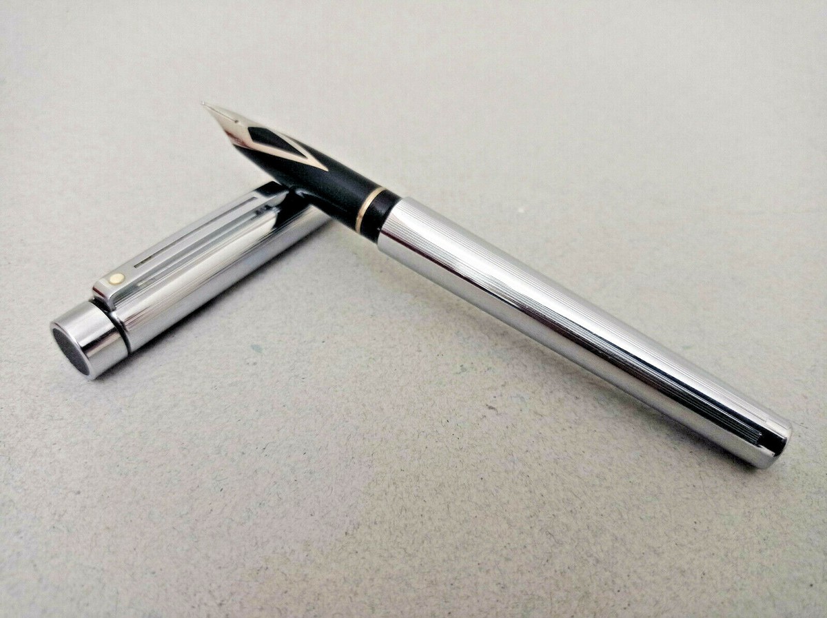 SHEAFFER TARGA 1000 CHROME LINED FOUNTAIN PEN SS EF NIB EXCELLENT