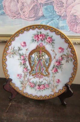 JPL Limoges Hand Painted Plate Monogram Roses Convent Of Notre Dame Philadelphia