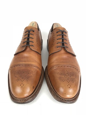 SANTONI Italy | Brown Leather Goodyear Captoe Lace Up Brogue  display picture 2
