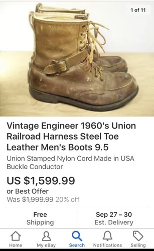 Vintage Railroad Leather RRL Union Made 