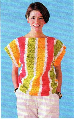 ~ Laminierte Vintage Häkelanleitung für Damen Flügelärmel U-Boot Ausschnitt Top ~