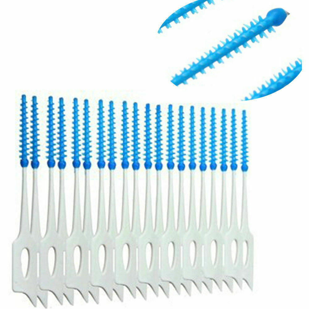 40 sztuk Dental Oral Clean Interdental Jednorazowe miękkie gumowe szczotki nitkowe Niebieskie