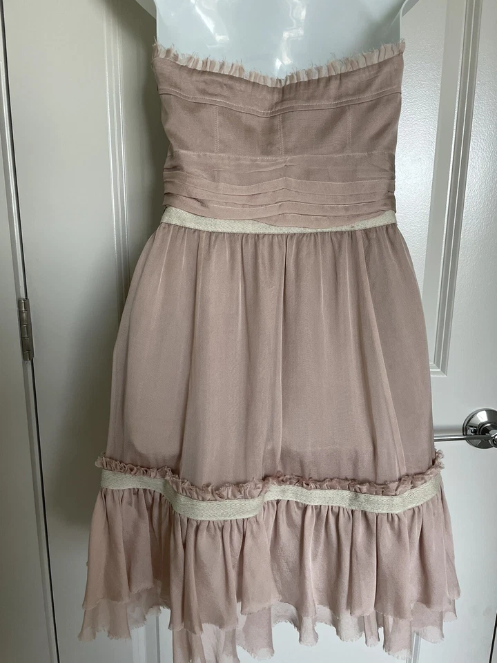 Женское шелковое платье с оборками Elizabeth and James Sleevless Blush - 0 - Изображение 2 из 4