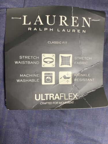 Lauren Ralph Lauren Ultraflex Pants 42x30 NWT Navy Blue Windowpane - Picture 3 of 8