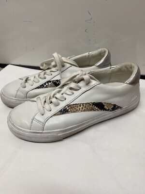 Madewell Leather White Sneakers with Snakeskin Accent Silver sz EUC