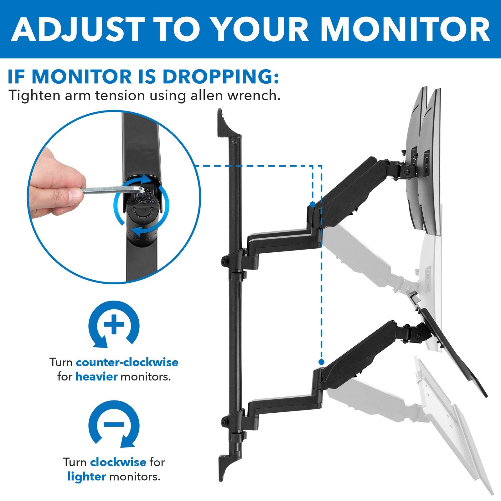 Mount-It! Wall Mount Workstation with Dual Monitor Mount, Keyboard Tray and CPU