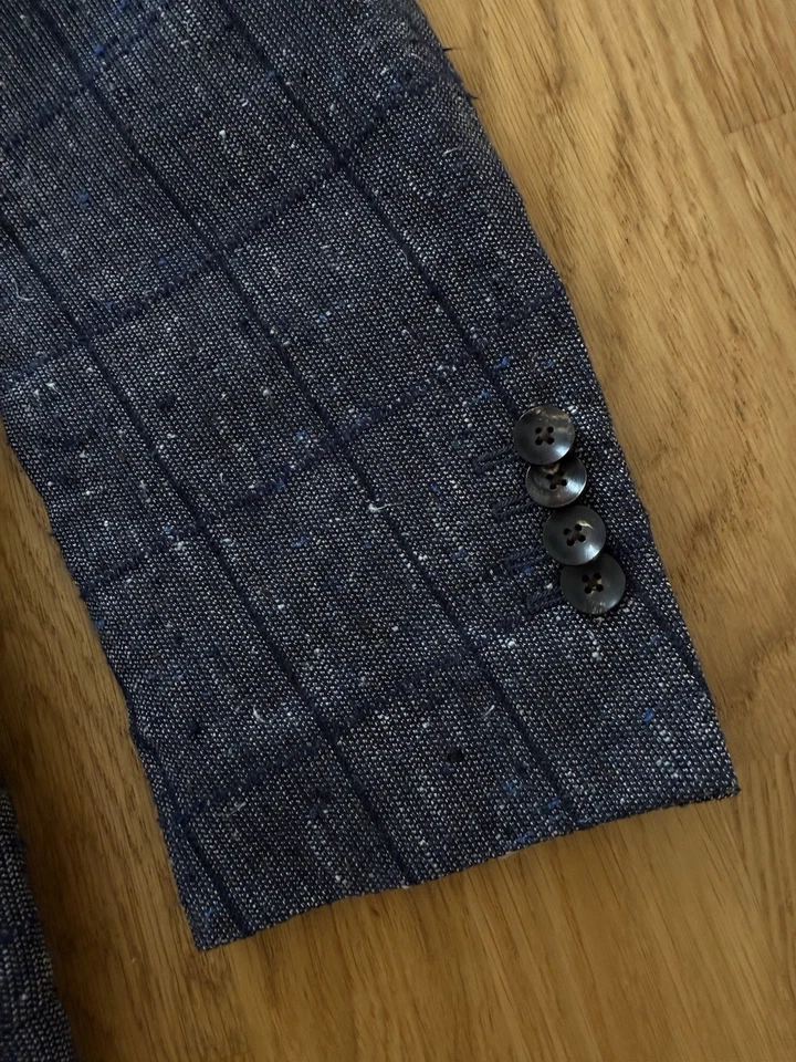 Chaqueta Blazer Lardini Azul Marino Cuadros Tres Botones Talla 48 Foto 3 de 4