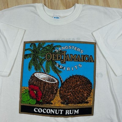 Vintage Old Jamaiza Sangster's Spirits Coconut Rum T Shirt Single Stitch L White