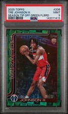 2025 TOPPS 206 TRE JOHNSON III SEASON TIP OFF GREEN FOILBOARD /99 - PSA 9