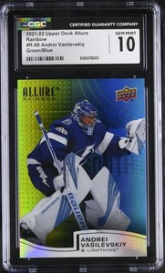 2021-22 Upper Deck Allure Rainbow Andrei Vasilevskiy Green/Blue #/299 CGC 10 Gem