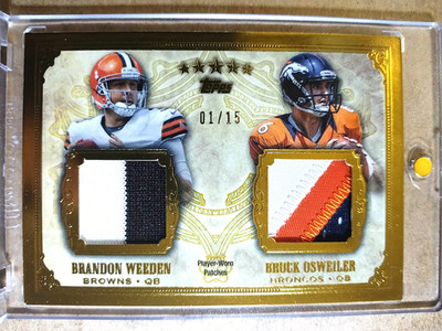 2012 Brandon Weeden Brock Osweiler Topps Five Star Dual Patch RC 01/15 MINT   
