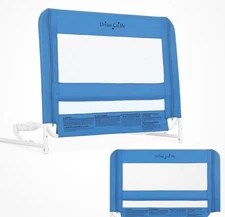Dream On Me Hide Away Safety Bed Rail for Kids Baby Security Mesh Blue