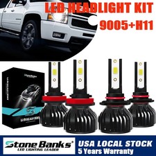 For Chevy Silverado 1500 2500 HD 2007-2014 4pc LED Headlights Bulbs High Low Kit
