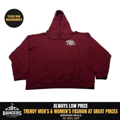 Flag Nor Fail Hoodie Mens Large Maroon Heavyweight Fleece Sweatshirt Distressed
