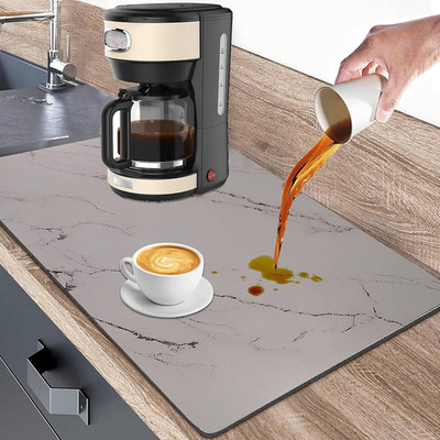 Dish Drying Mats for Kitchen Counter, 24''x16'' Absorbent Coffee Bar Mat, Quick Dr