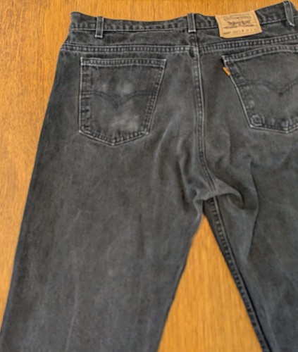 Vintage Levi's 505 Black Jeans Reg Fit Straight Leg 90's Orange Tab 38x32 - Picture 9 of 20