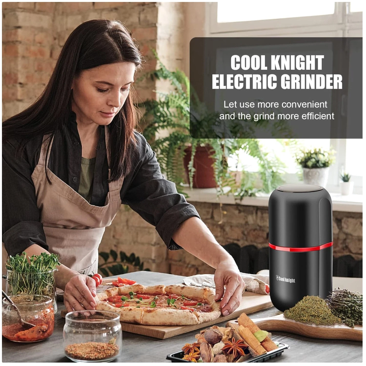 Electric Herb Grinder with Large Capacity - Black