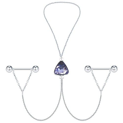 Brustwarzenketten mit Choker Piercing Körperschmuck Kristall Chirurgenstahl Nippel... - Bild 1 von 5