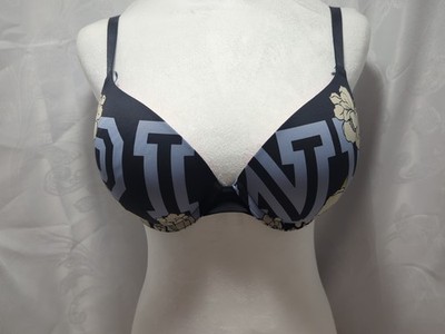 Victoria's Secret PINK Wear Everywhere Push-Up Bra Size 34D|D75 / Black & Grey