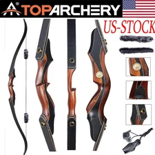 25-50lbs Archery 60" Wooden Hunting Takedown Recurve Bow RH Adult Longbow Target