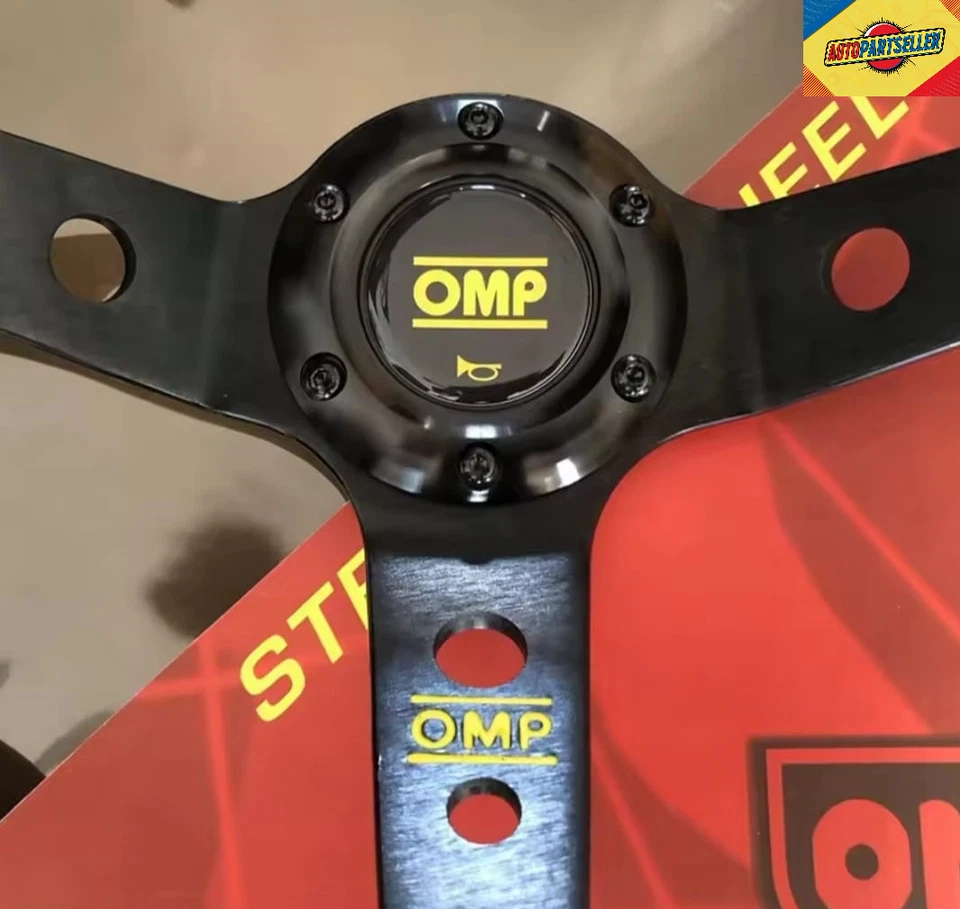 VOLANTE A CALICE SPORTIVO OMP UNIVERSALE 350MM IN PELLE SCAMOSCIATA STILE RALLY - Immagine 2 di 4