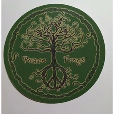 NEW Peace Frogs Vinyl Decal Sticker - Peace Sign Wild Tree - 5" Diam.
