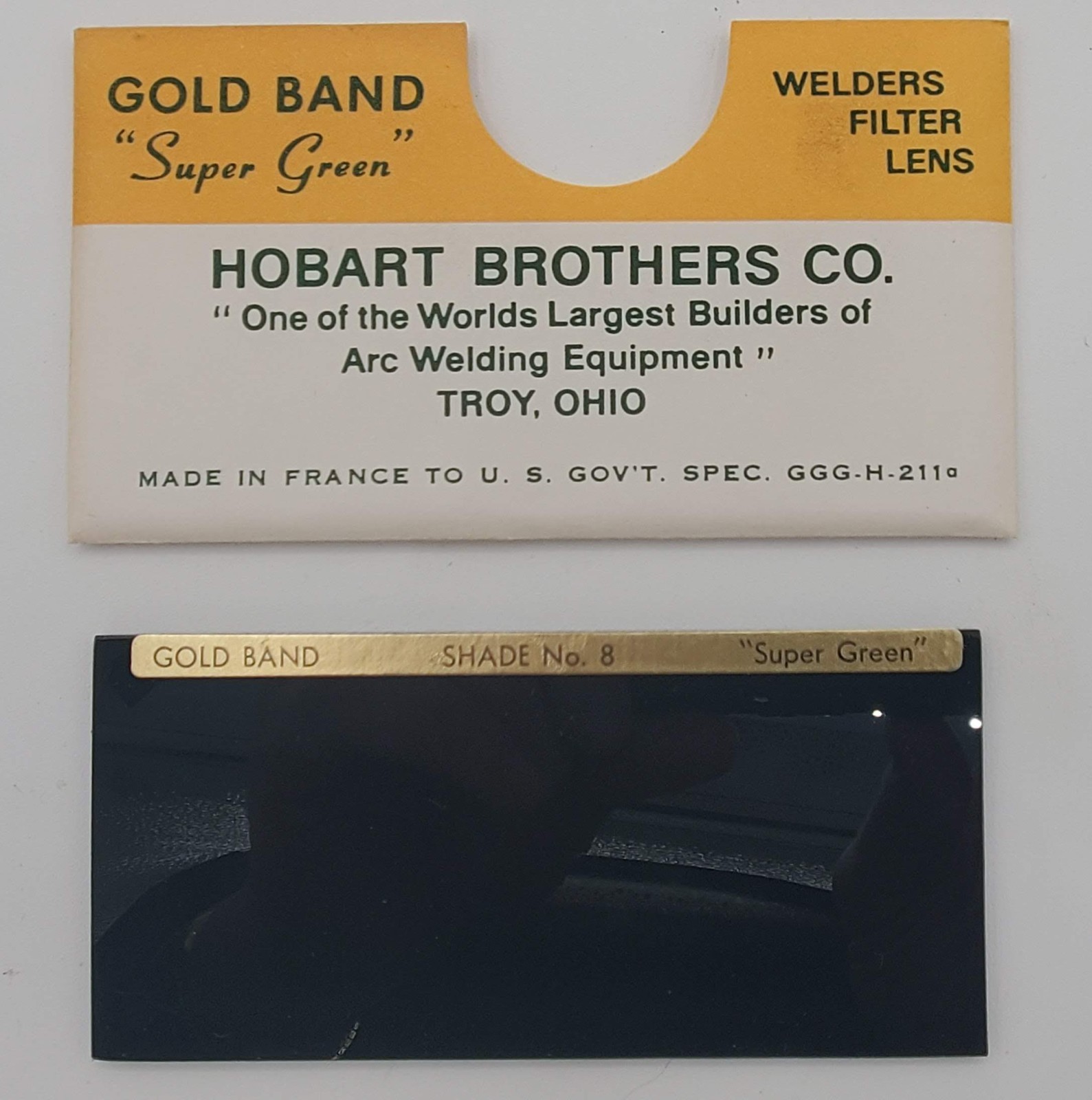 (4) Hobart Brothers Gold Band Super Green Welding Helmet Lens Shade #8 NOS