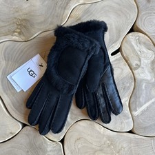 UGG Women's Exposed Sheepskin Seam Gloves Black 20027 Size Small OG 165
