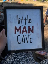 "Little Man Cave" 12x14 Wooden Sign- Hobby Lobby-buffalo Check