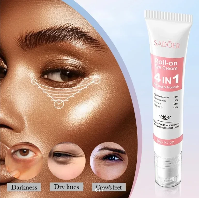 SADOER 4in1 Roll-On Eye Cream Hyaluronic Acid Retinol Vitamin C Anti-Aging - Image 4 of 4