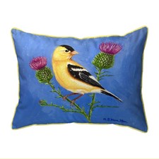 Betsy Drake Goldfinch  Thistle Large Indoor Outdoor Pillow