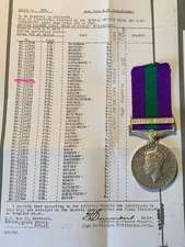 GVI general service medal Palestine 1945-48  EC 13340 pte. N  Manyewa APC