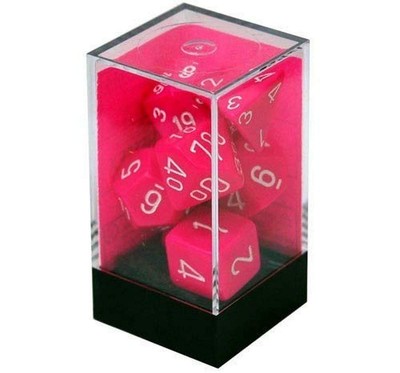 Sinoeem Chessex Polyhedral 7-Die Opaque Pink/White Dice Set