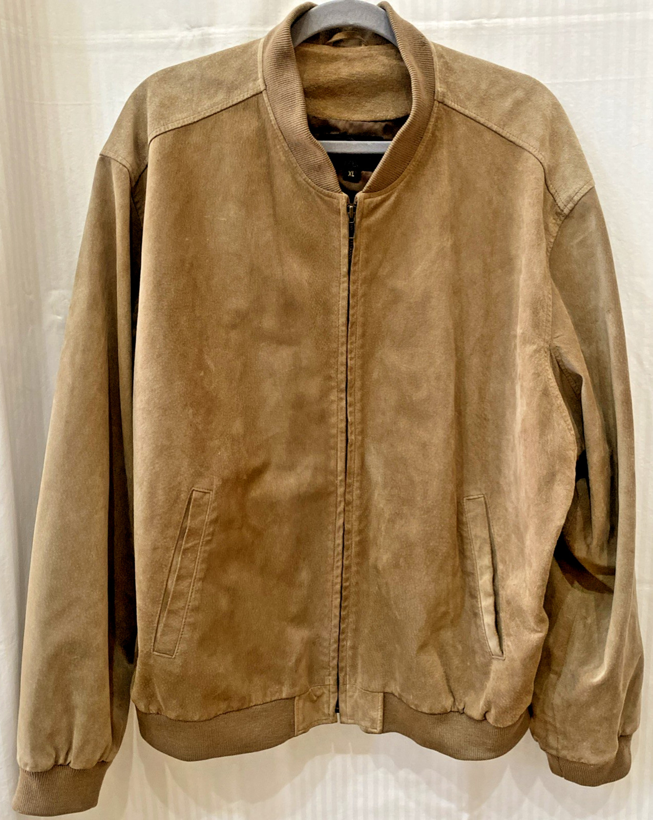 Golden Bear Sportswear Mens Sz XL Brown Suede Leather Bomber Jacket Full Zip