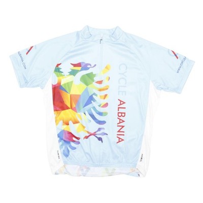PRIMAL Herren Hellblau Cycle Albania Grafik T-Shirt XL Kurzarm Rundhals Jersey