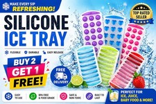 3pc set NEW POP OUT NON STICK ICE CUBE TRAY SOFT SILICONE PLASTIC 21 ICE CUBE