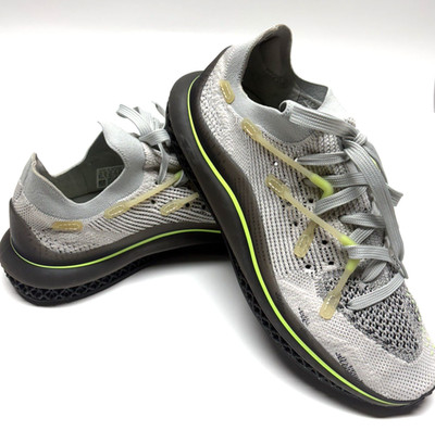 Adidas PrimeKnit 4D Fusio Running Shoes Grey Signal Green, Size 9.5