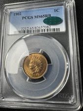 1902 P Small Cents Indian Head Penny PCGS MS-65 RB CAC