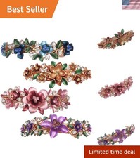 Vibrant 4PCS Flower Metal Hair Clips with Rhinestones - Perfect for Weddings
