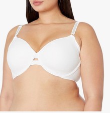 Warners No Side Effects Bra 38D Underwire Satin Padded Cups Back Smoothing 01356