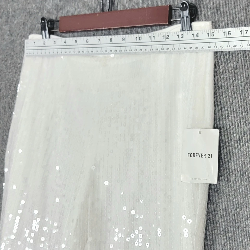 Pantalones Forever 21 para mujer grandes blancos con lentejuelas acampanados discoteca fiesta vacaciones 30x32 Foto 3 de 4