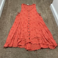 Free People Tiered Distressed Embroidered Dress Side Cutouts Size XS Boho READ
