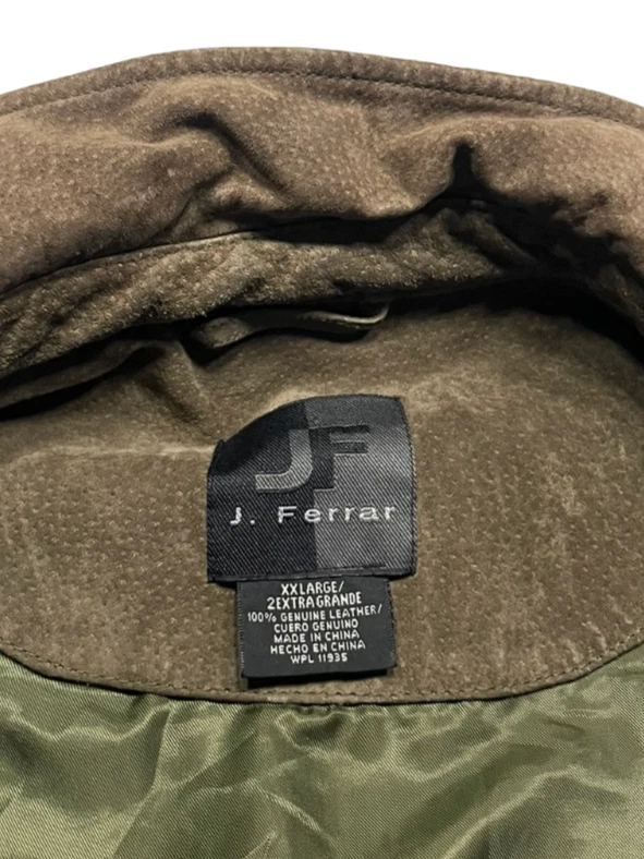 Vtg y2k J. FERRAR Brown Warm SUEDE-LEATHER JACKET Button-Front Coat Men's XXL - product detail image 5