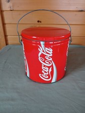 "Coca-Cola ancien bidon de peinture publicitaire sur étain avec poignée, diamètre 7""H & 7"